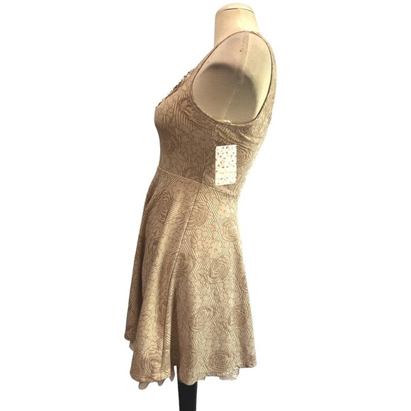 Free People Rock Princess Jacquard Fit and Flare Mini Dress Sz XS Womens Cream T - Picture 6 of 16